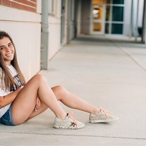 Golden Gooses Off-White Sneakers with Peach Laces